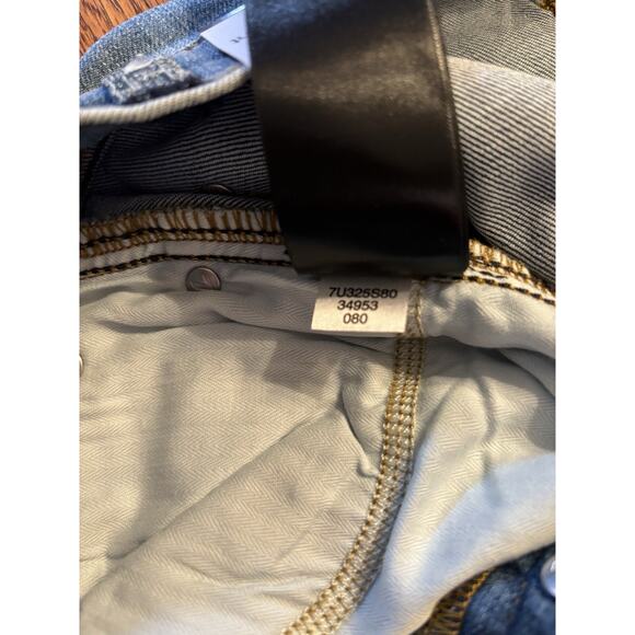 7 FOR ALL MANKIND High Waist Crop Straight Leg Jeans Distressed Women's Size 29 - Picture 10 of 15